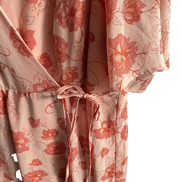 Torrid Dress Size 20 Floral Faux Wrap Flutter Sleeve Feminine Flowy V Neck Party - Picture 5 of 16